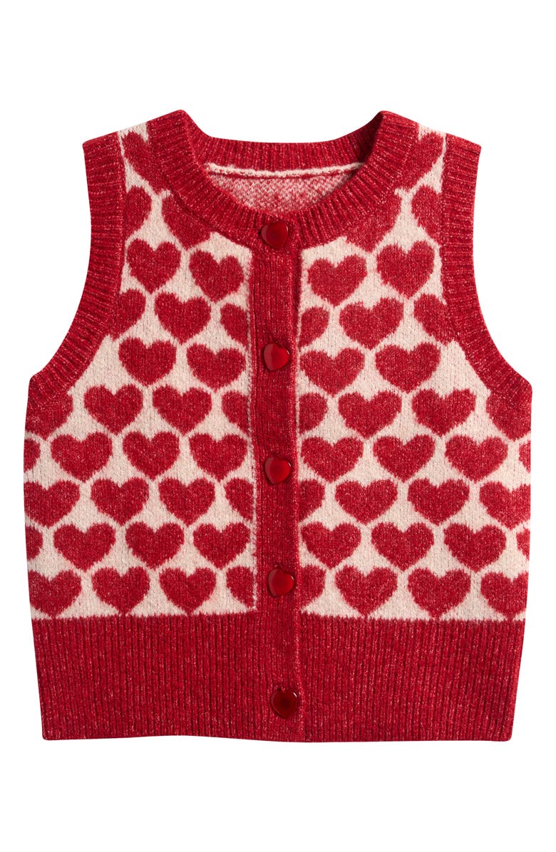 Freshman Kids' Heart Jacquard Sweater Vest, Main, color, Red Heart