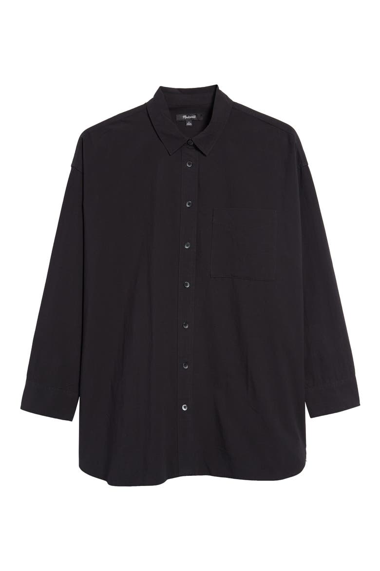 The Signature Poplin Oversize Button-Up Shirt, Alternate, color, TRUE BLACK