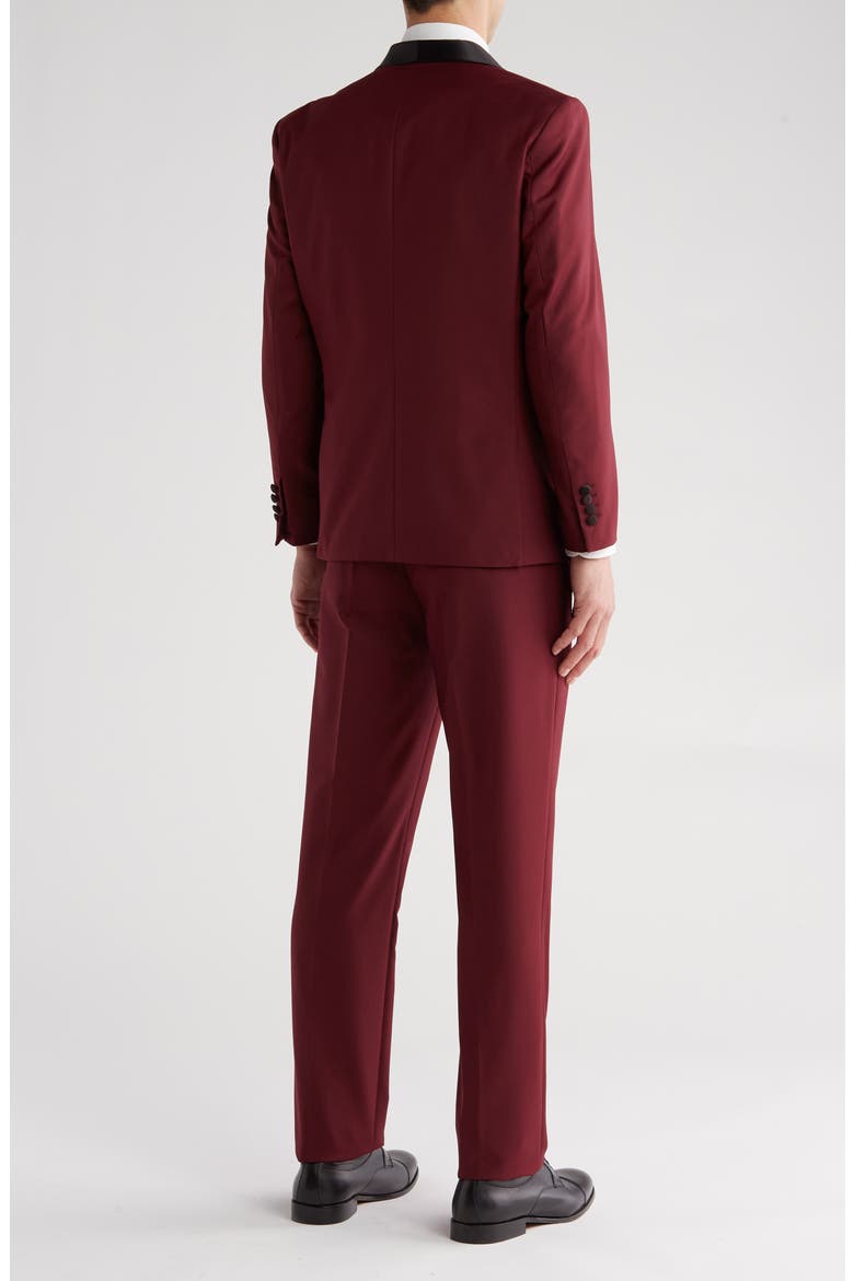 Premium Slim Fit 3-Piece Tuxedo, Alternate, color, BURGUNDY