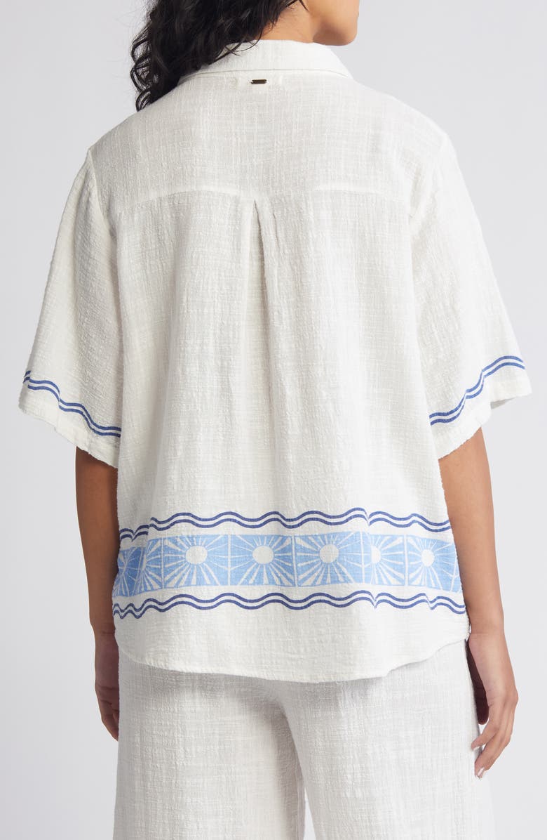 Rip Curl Santorini Border Print Short Sleeve Button-Up Shirt, Alternate, color, 