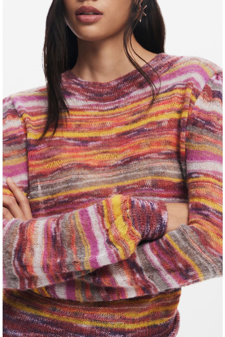 Quebec Stripe Crewneck Sweater, Alternate, color, RED