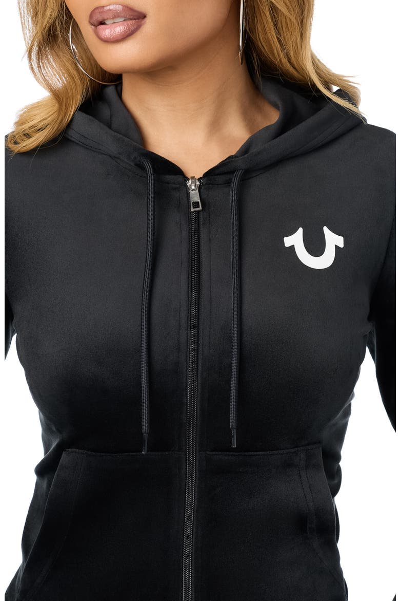 Kiss Velour Full Zip Hoodie, Alternate, color, BLACK