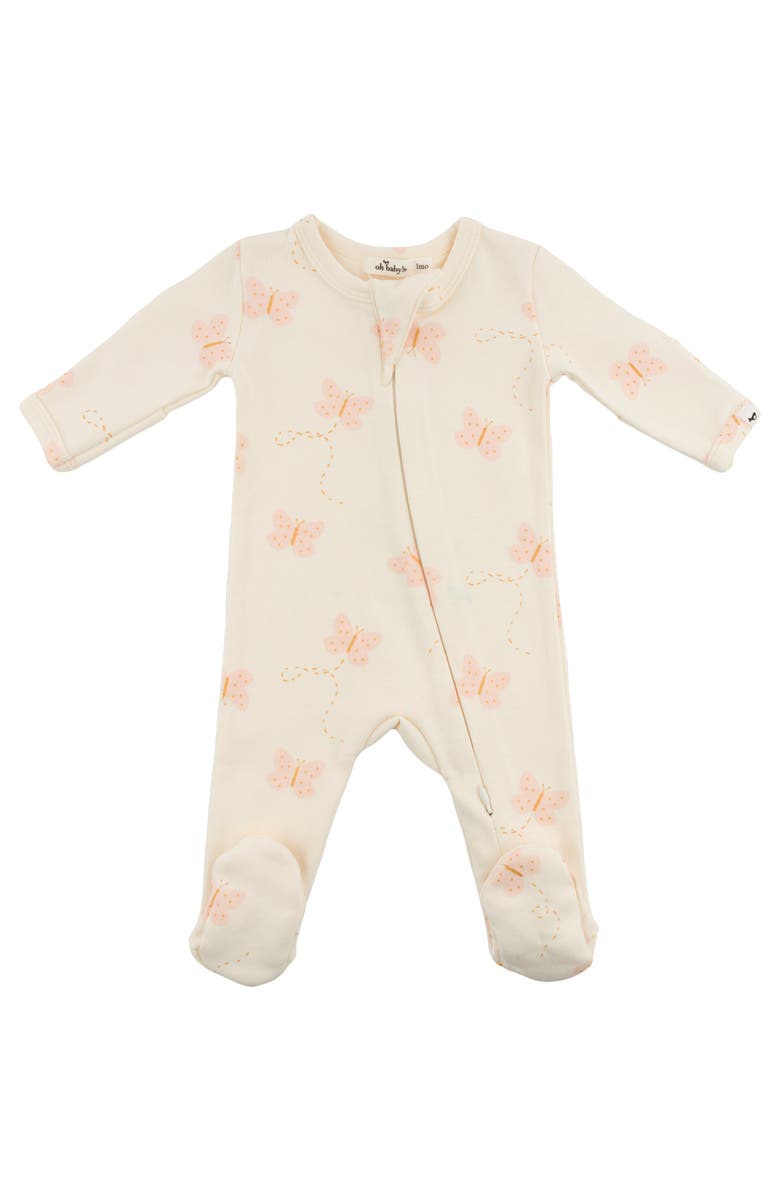 oh baby! Mini Butterflies Pink Footie, Main, color, Milk