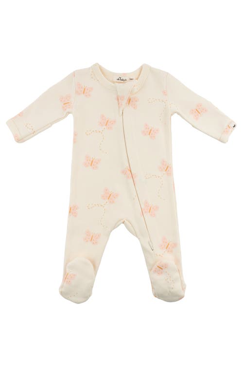 Oh Baby ! Mini Butterflies Pink Footie In Milk