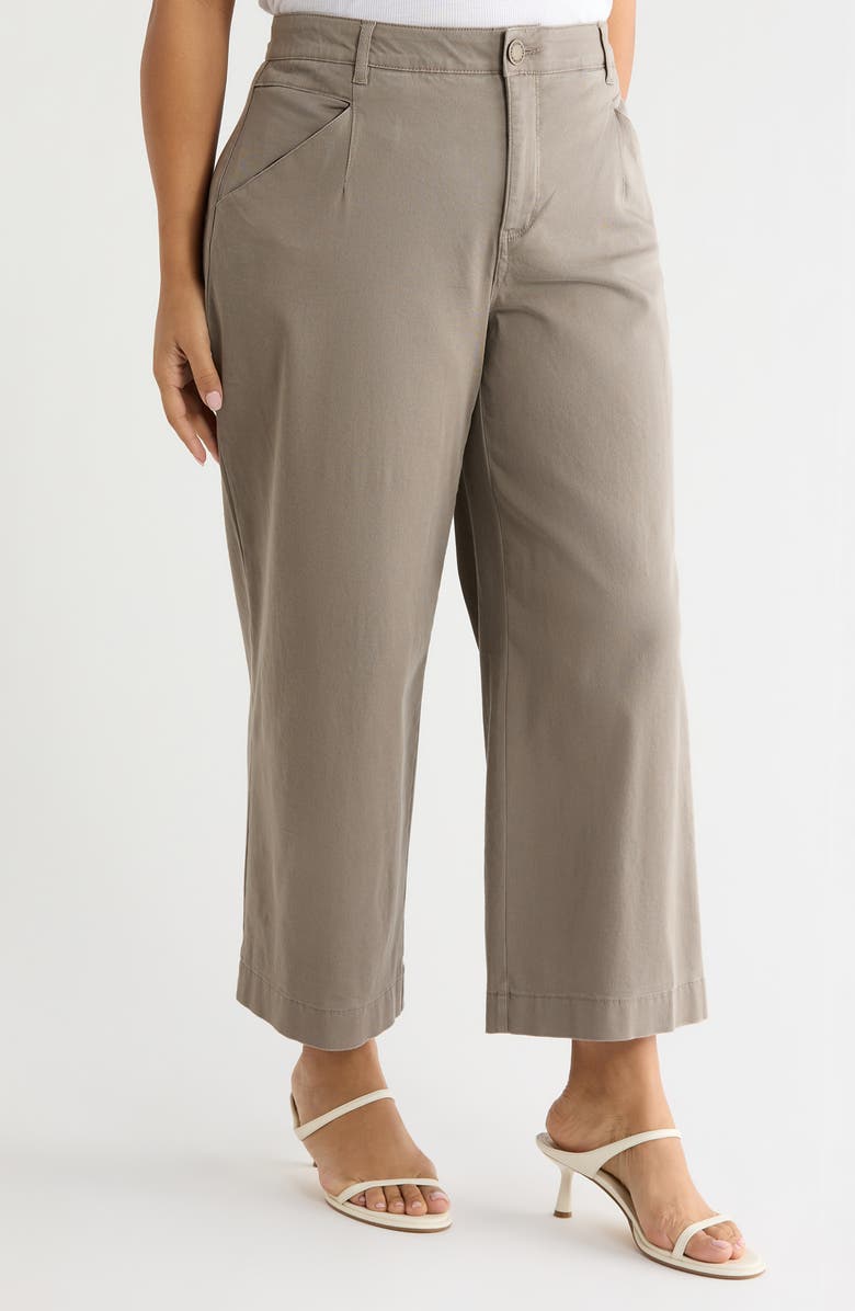 Wit & Wisdom Wyatt Skyrise Crop Wide Leg Twill Pants, Alternate, color, Brindle Olive