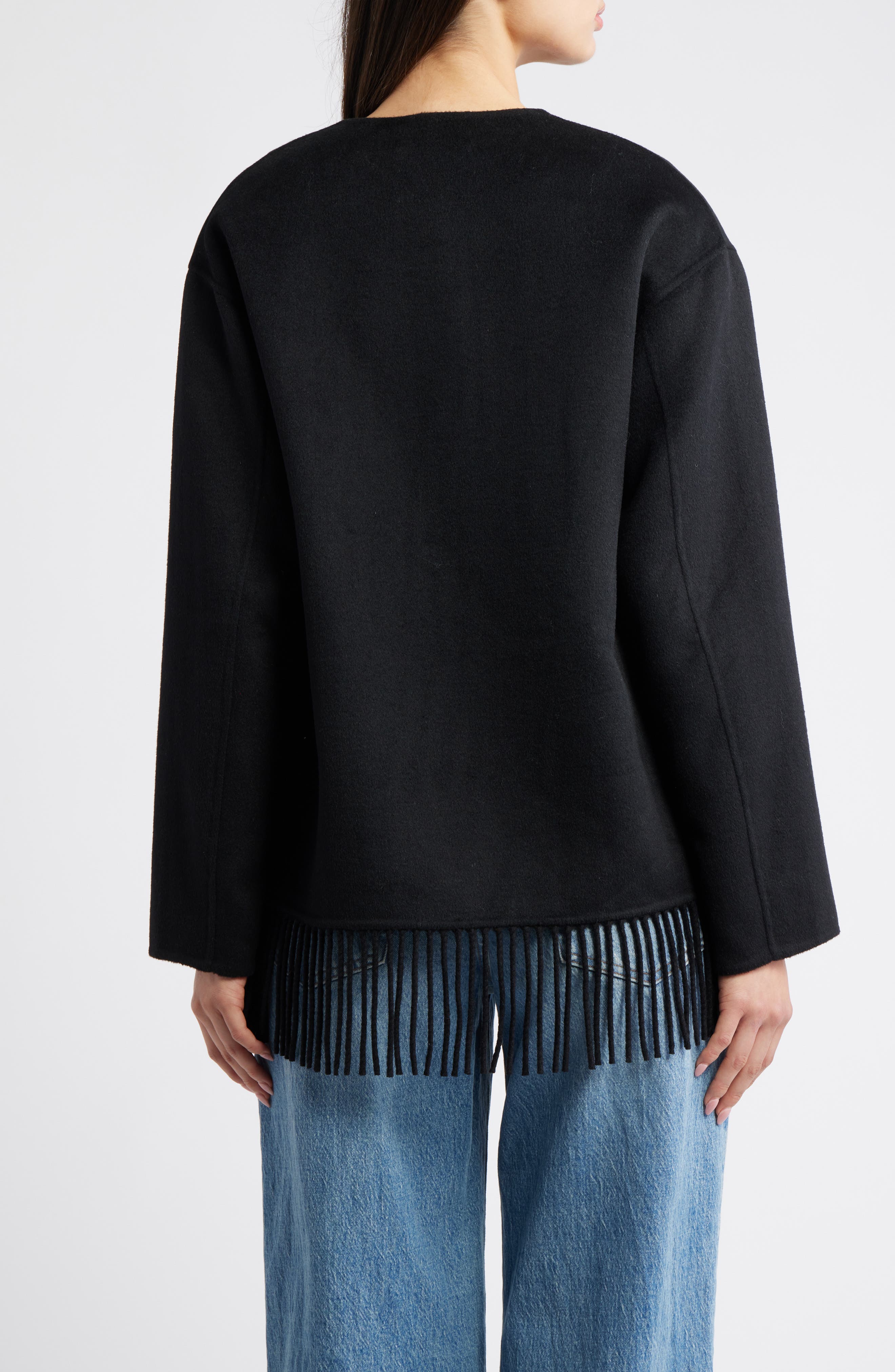 Tomoko Frige Trim Wool Blend Jacket - image 2