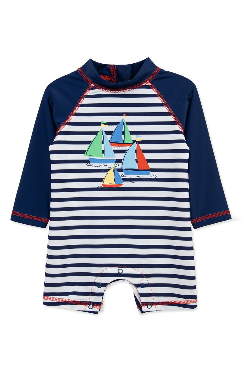 Little Me Boat One-Piece UPF 50+ Rashguard, Main, color, 