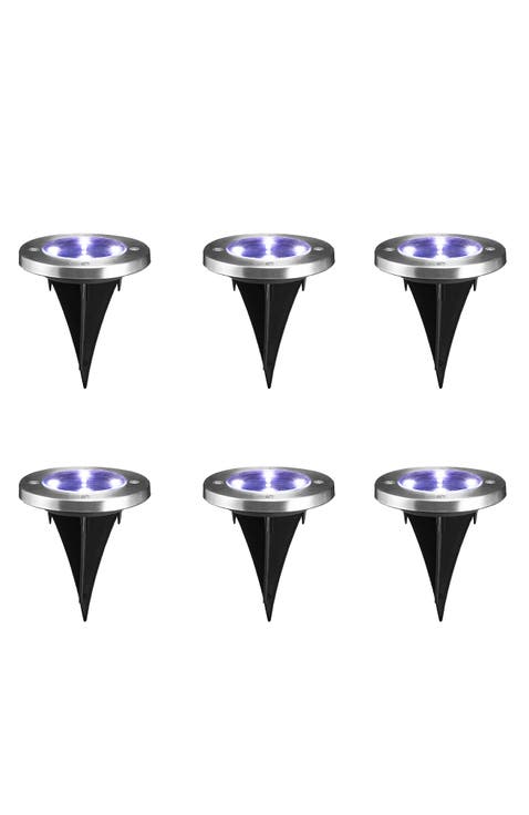 Set of 6 Solar Powered LED Pathway Ground Light