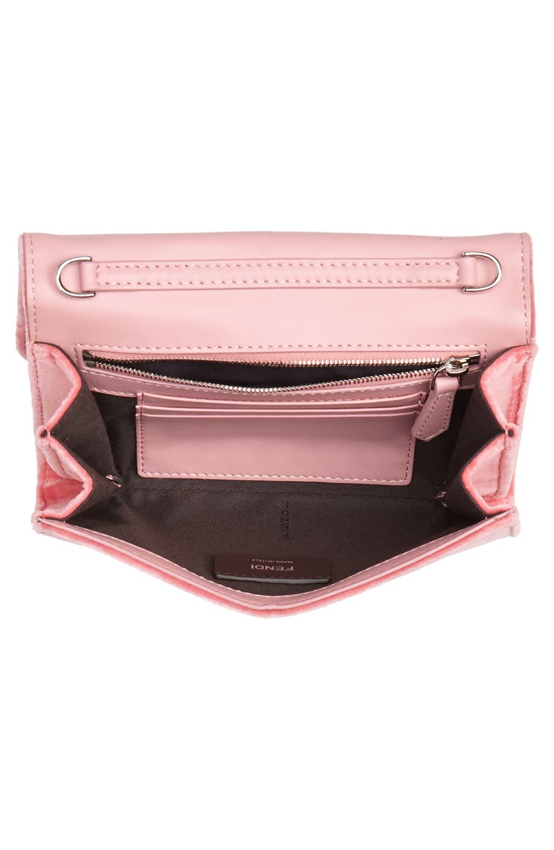 Fendi Logo Small Velvet Wallet on a Chain, Alternate, color,