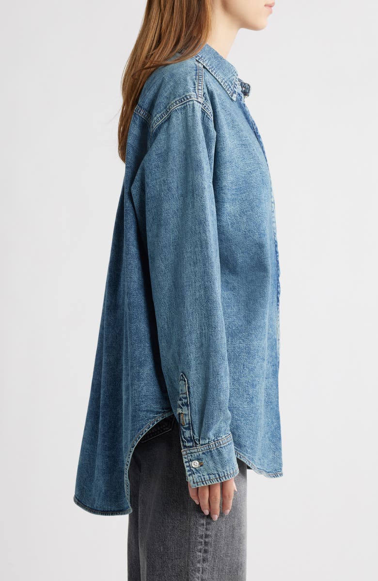 Good American Easy Denim Shirt, Alternate, color, Indigo762