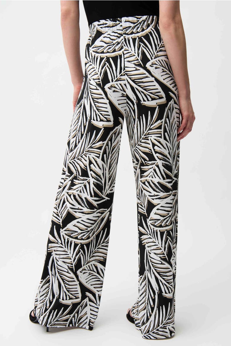 Silky Knit Tropical Print Wide Leg Pull-On Pants, Alternate, color, Black/Multi