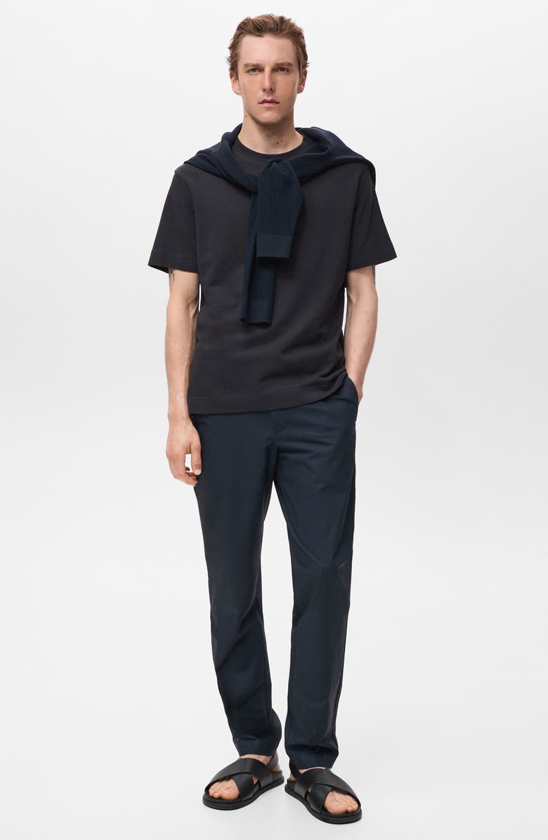 MANGO Solid Cotton T-Shirt, Alternate, color, Navy