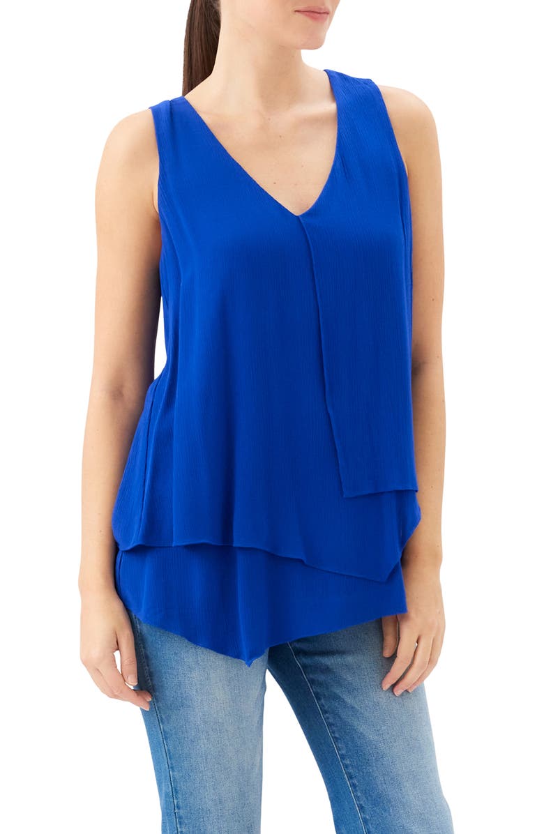 Karen Kane Drape Layered Asymmetric Tank, Alternate, color, Royal Blue