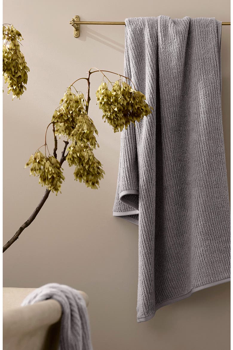 Ribbed Organic Cotton Bath Towel, Alternate, color, STONE