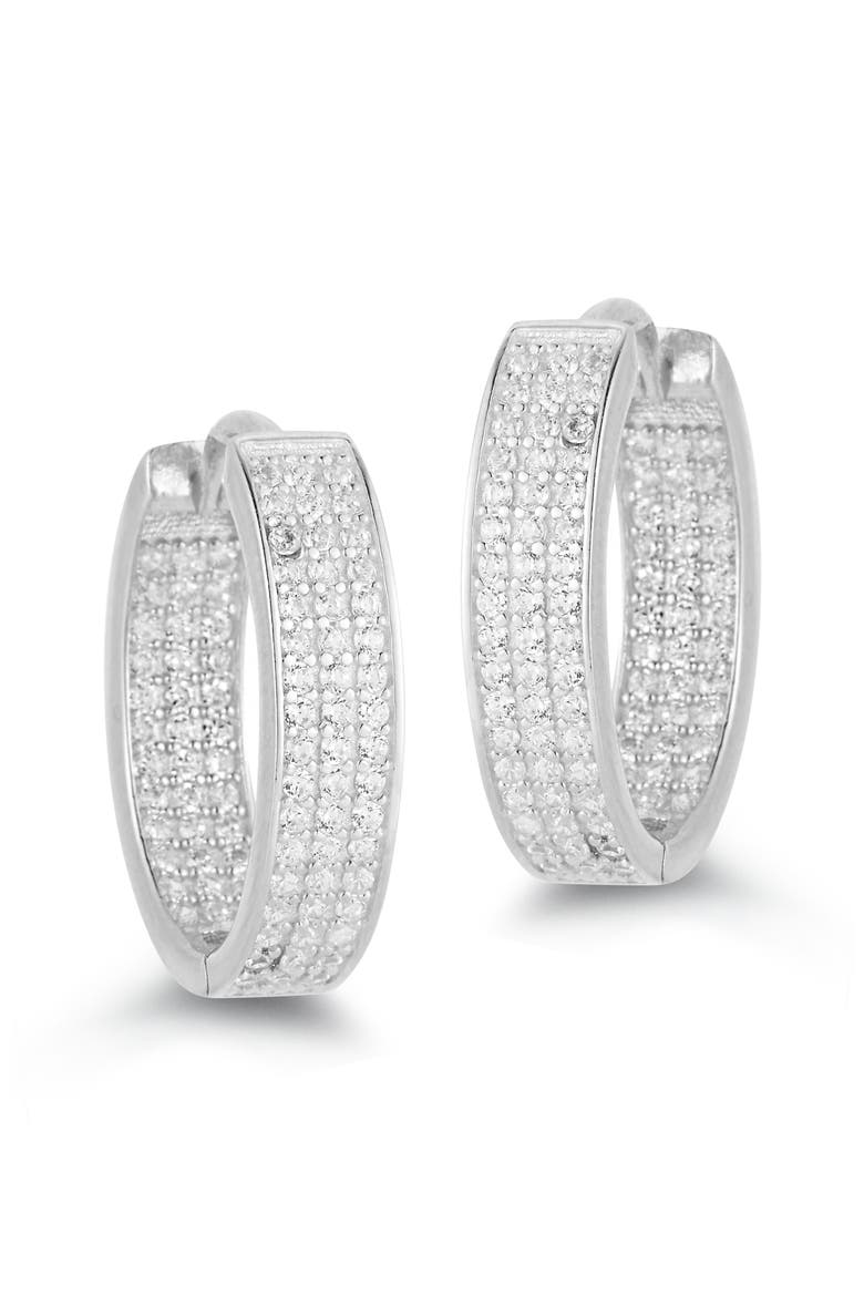 Pavé Oval Hoop Earrings, Main, color, SILVER
