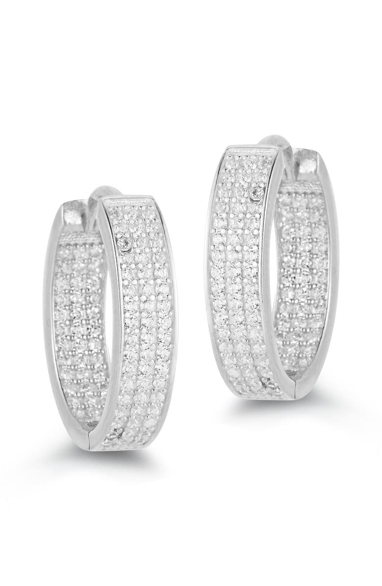 GLAZE JEWELRY Pavé Oval Hoop Earrings, Main, color, Silver