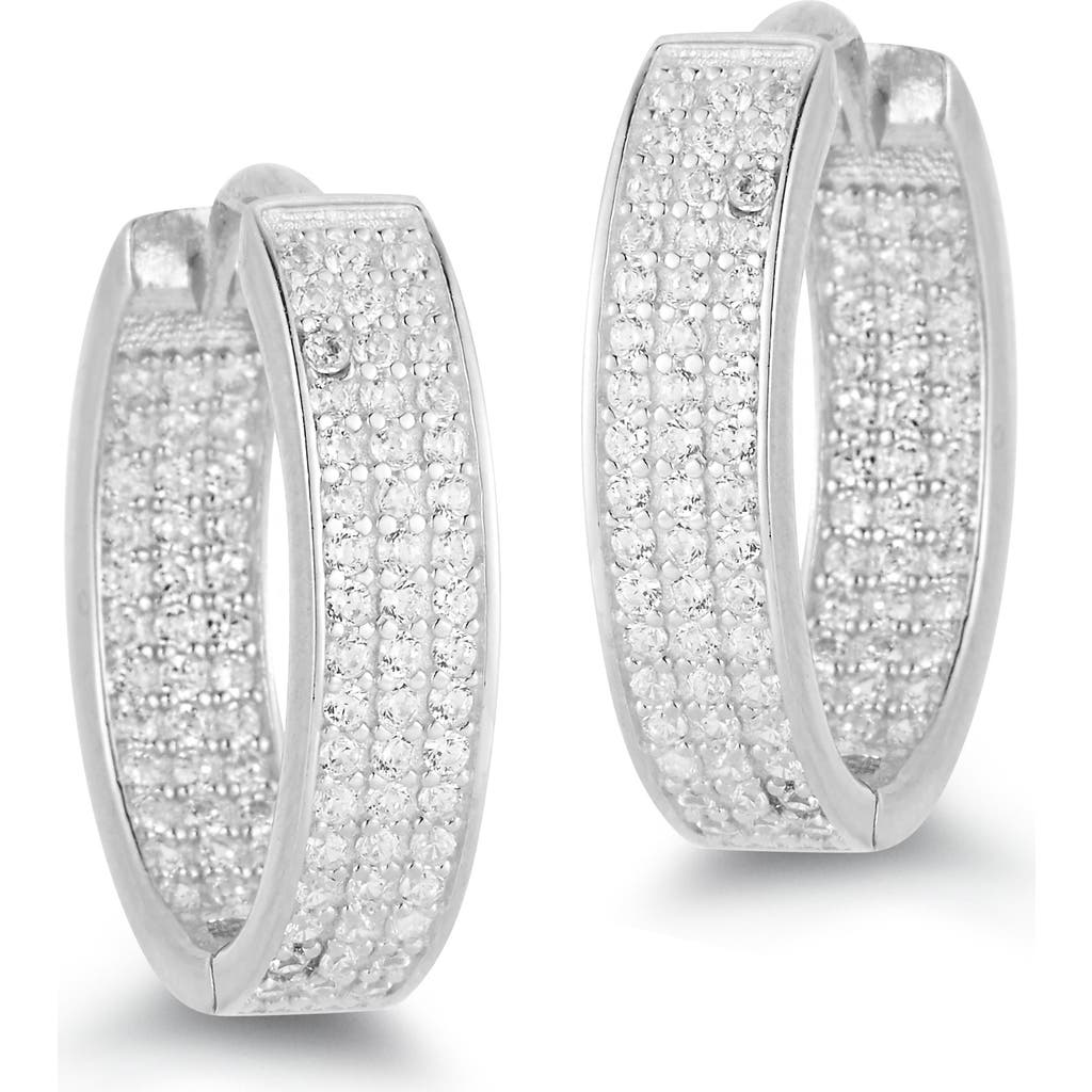 Glaze Jewelry Silver Cz Oval Hoops In Metallic