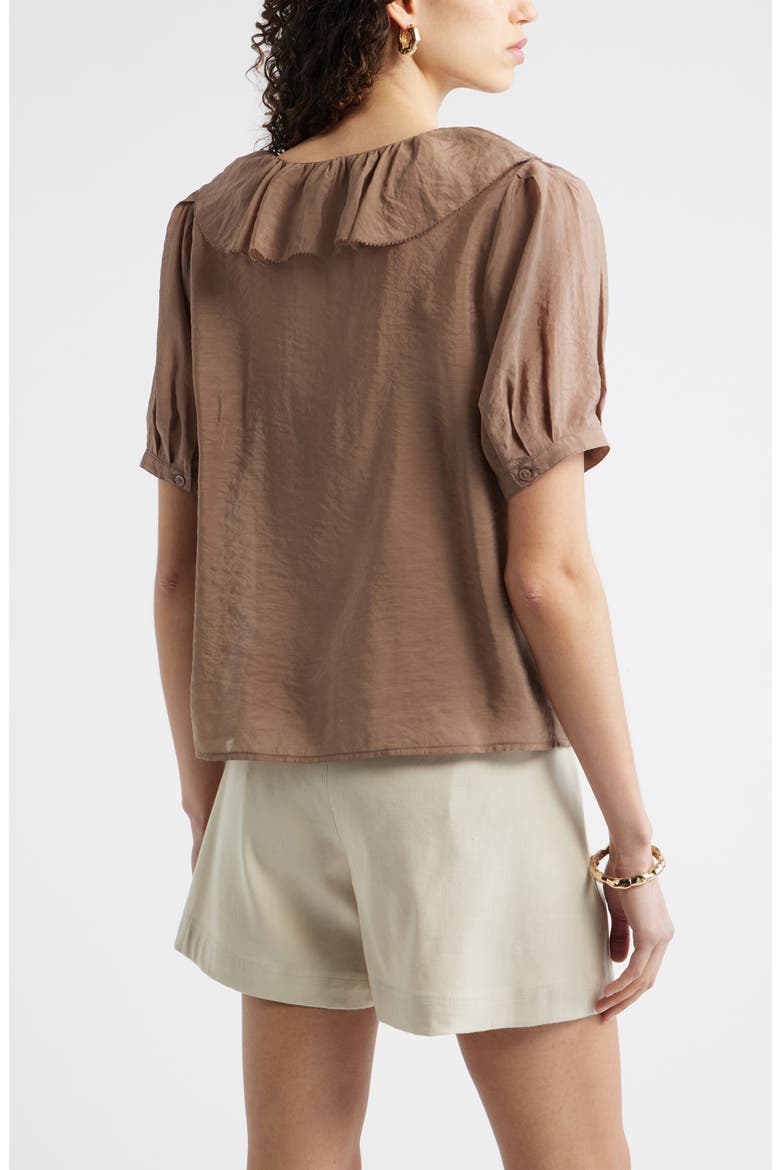 Ruffle Crinkle Semisheer Top, Alternate, color, BROWN LENTIL