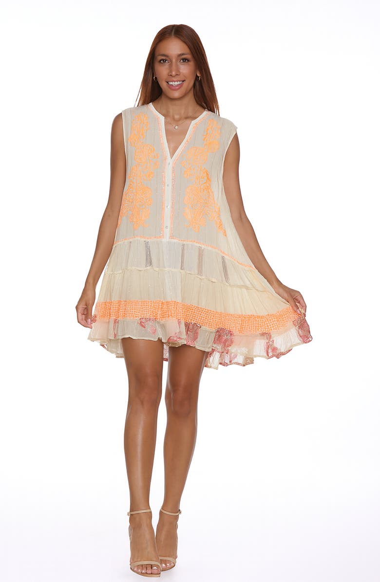 RANEES Tiered Ruffle Dress, Alternate, color, Peach