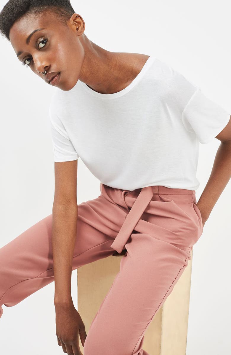 Topshop Utility Belt Peg Trousers, Alternate, color, 