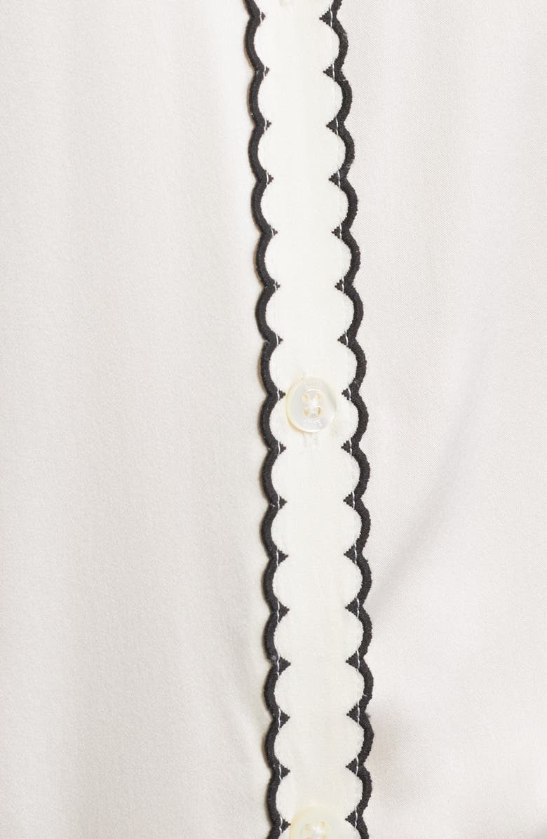 Rails Aloise Embroidered Trim Silk Button-Up Shirt, Alternate, color, Ivory