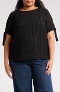 Renee C Stripe Short Sleeve Semisheer Top