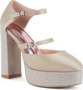 LONDON RAG Rhinstone Embellished Platform Mary Jane Pump