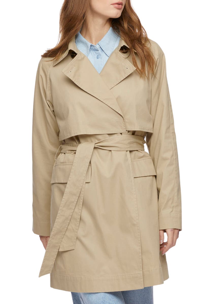 Bernardo Cotton Twill Trench Coat, Main, color, Beige