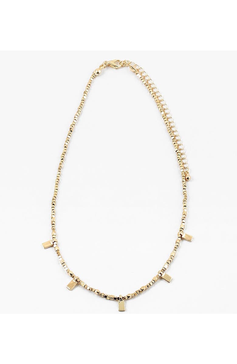 Erin McDermott Jewelry Tiny Beaded Rectangle Necklace, Main, color, Gold