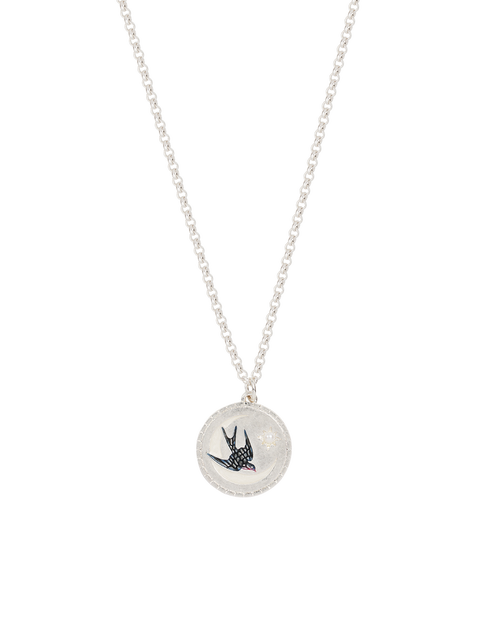 Fable England Swallow Spirit Guide Silver Chain Necklace In Silver