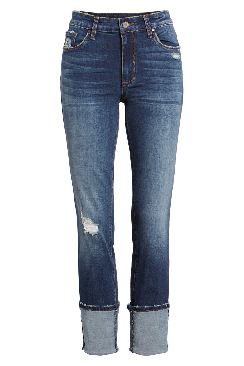 Cuffed Skinny Jeans, Alternate, color, DARK VINTAGE WASH