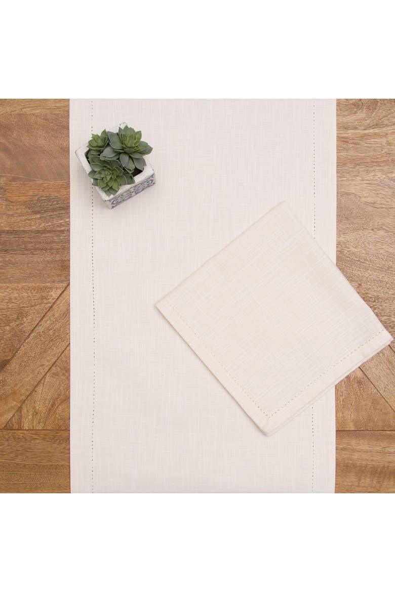 Hemstitch Solid Natural 100% Cotton Cloth Table Runner 14" x 72", Alternate, color, Beige