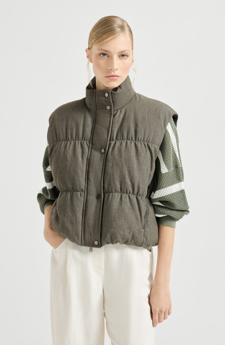 Brunello Cucinelli Down vest, Alternate, color, Olive