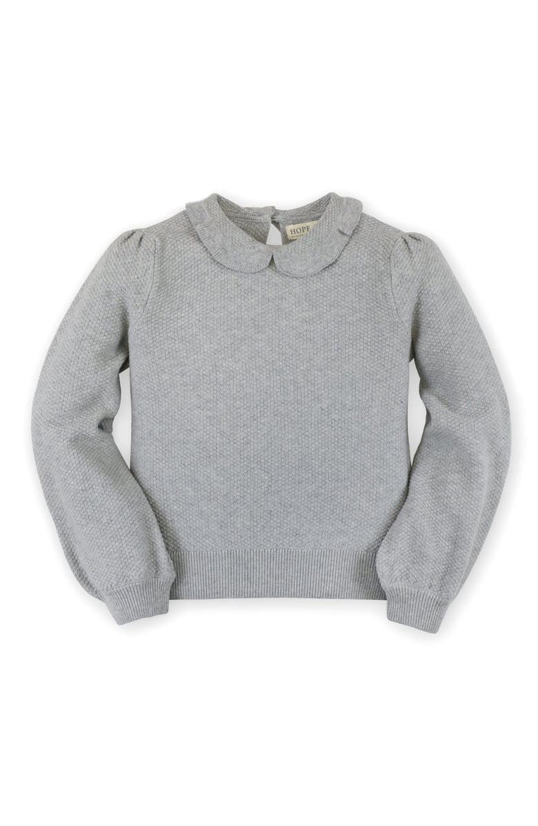 Hope & Henry Baby Girls' Peter Pan Collar Long Sleeve Sweater, Infant, Main, color, Gray Heather Texture