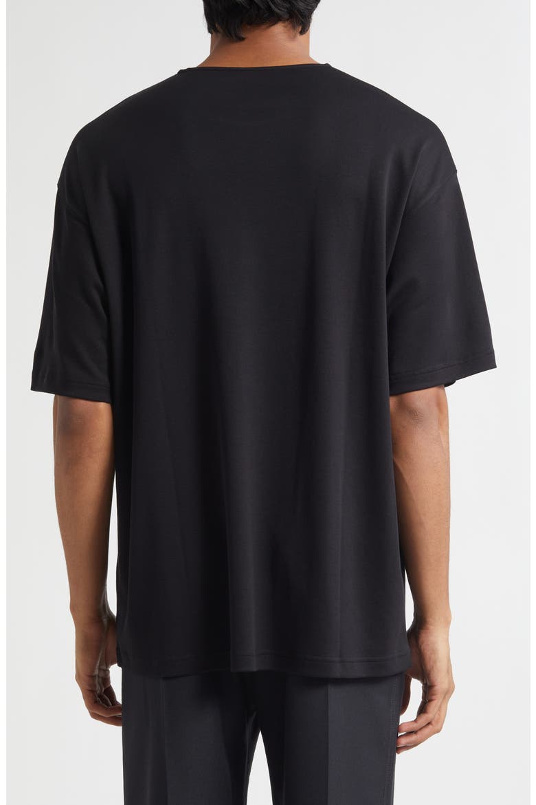 Relaxed Fit Cotton & Silk T-Shirt, Alternate, color, BLACK