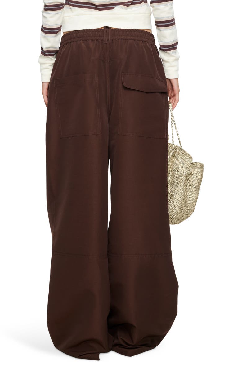 LIONESS Signora Tie Waist Wide Leg Pants, Alternate, color, Chocolate