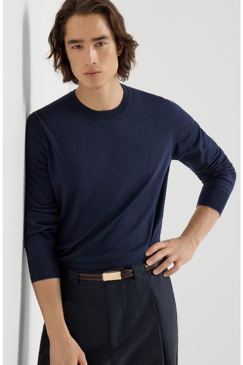 Cotton sweater, Alternate, color, Navy Blue