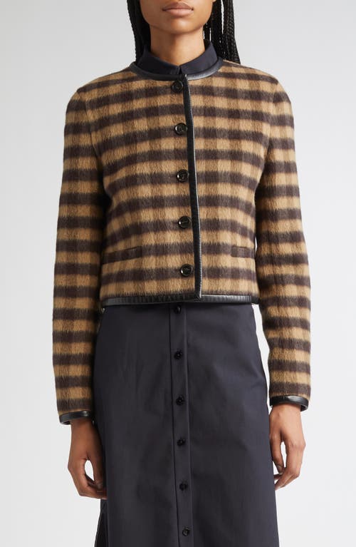 Proenza Schouler Helene Leather-trimmed Checked Brushed Woven Jacket In Brown