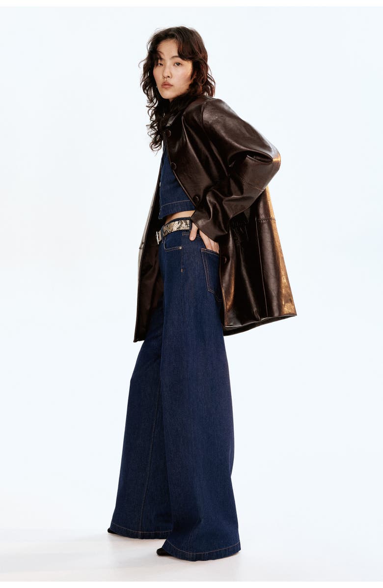 H&M Wide High Jeans, Alternate, color, Dark Denim Blue