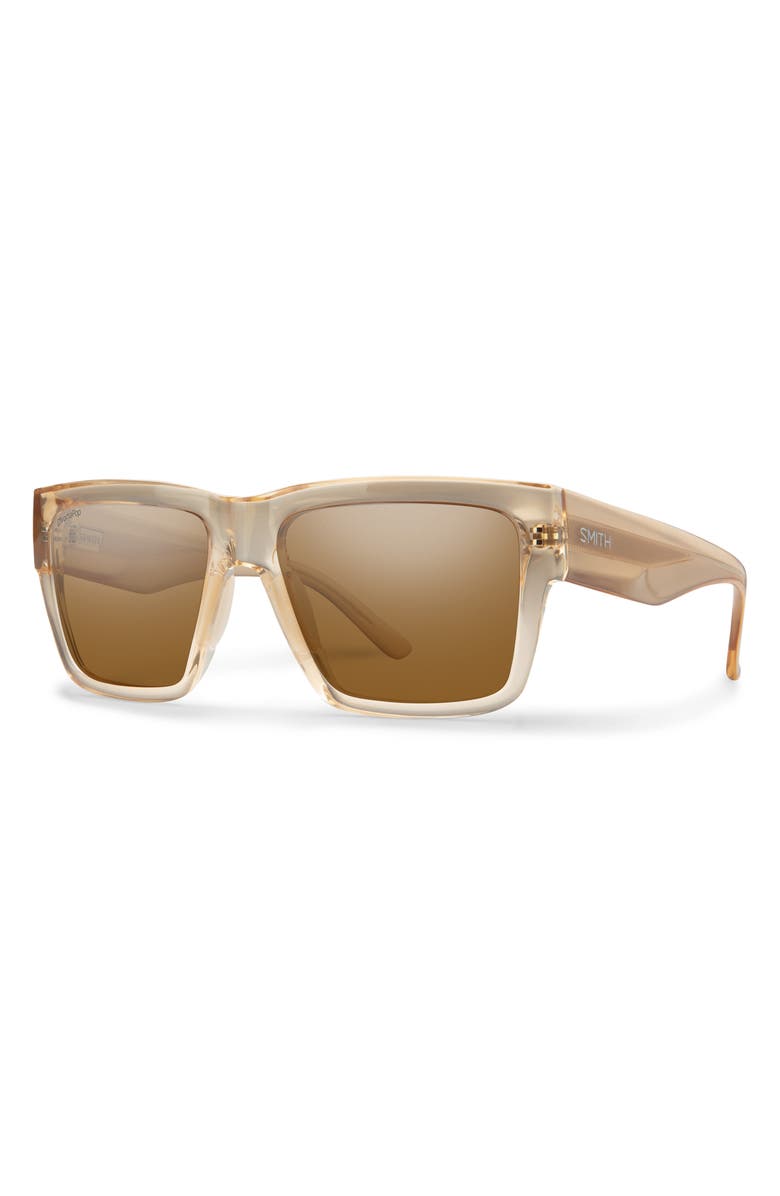 Smith Lineup 58mm ChromaPop<sup>™</sup> Polarized Rectangular Sunglasses, Alternate, color, Champagne Crystal / Brown