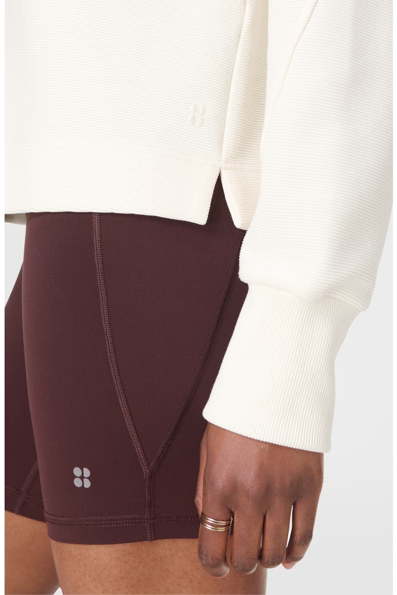 Peaceful Rib Half Zip Sweatshirt, Alternate, color, LILY WHITE