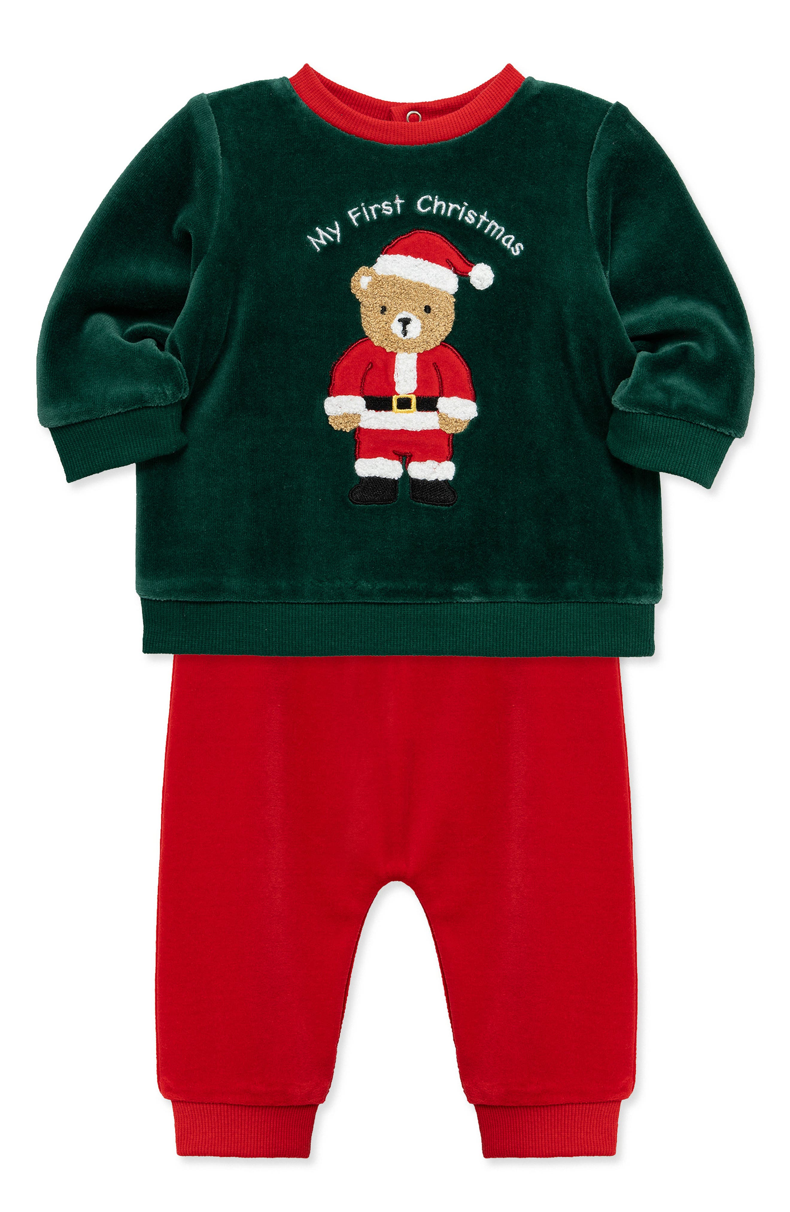 Little Me Santa Bear Pant Set | Nordstrom