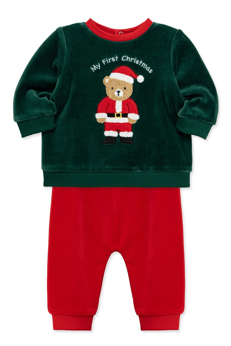 Santa Bear Pant Set, Alternate, color, RED