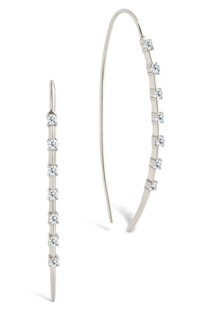 Sterling Forever Annalise Cubic Zirconia Studded Threader Earrings, Main, color, Silver