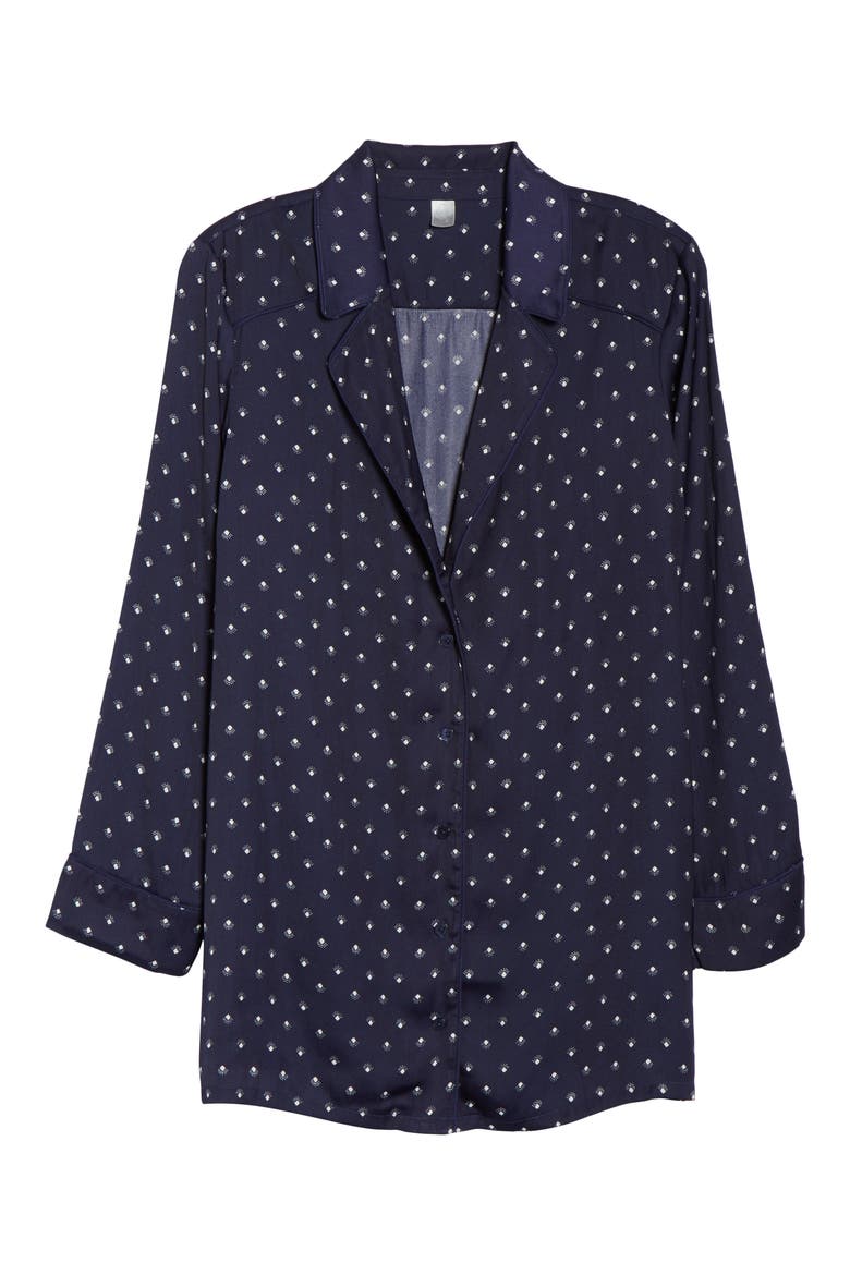 Satin Nightshirt (Nordstrom Exclusive), Alternate, color, NAVY NIGHT DIAMOND FOULARD