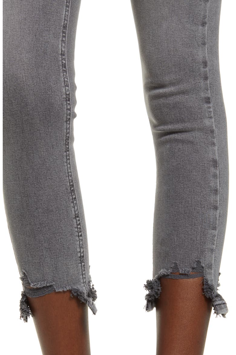Jamie Moto Jagged Hem Jeans, Alternate, color, GREY