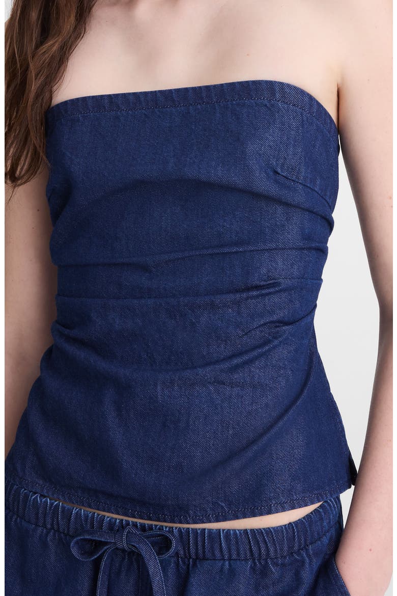 Denim Ruched Square Neck Camisole, Alternate, color, NOSTALGIC BLUE