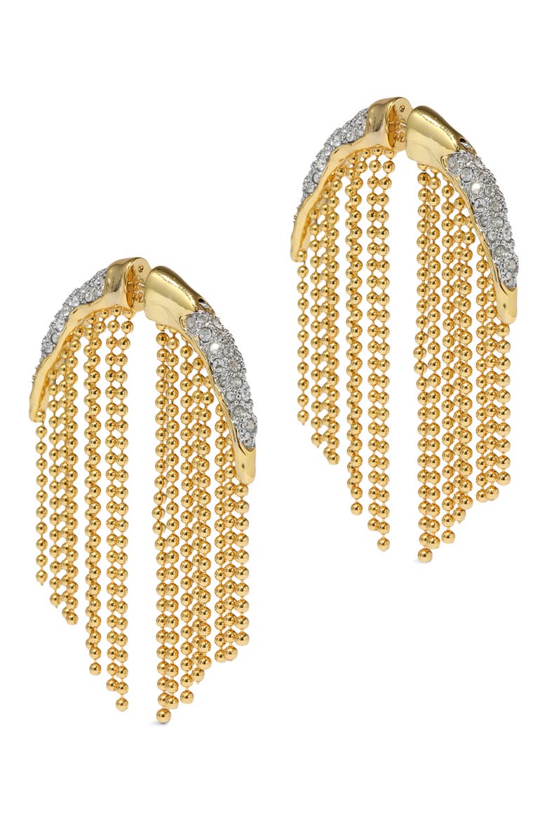 Solanales Crystal Pavé Fringe Front/Back Earrings, Alternate, color, CRYSTALS