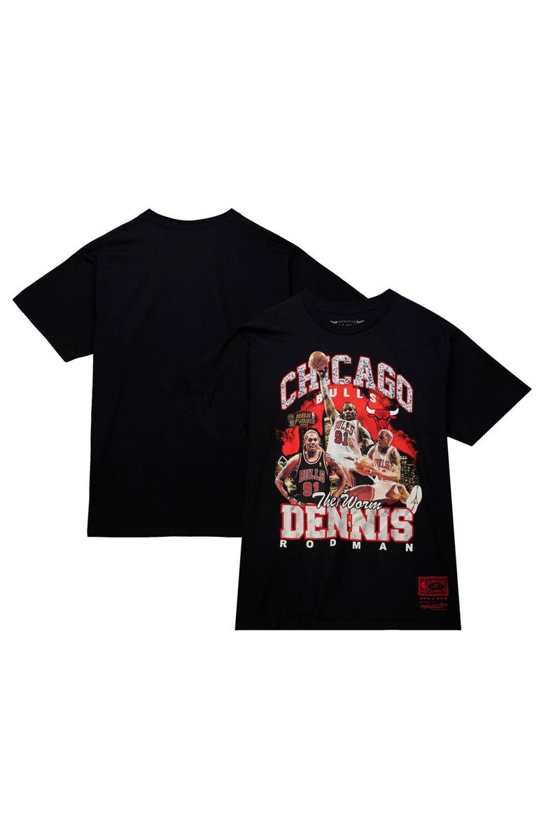 Mitchell & Ness Men's Mitchell & Ness Dennis Rodman Black Chicago Bulls Hardwood Classics Bling Concert Player T-Shirt, Main, color,
