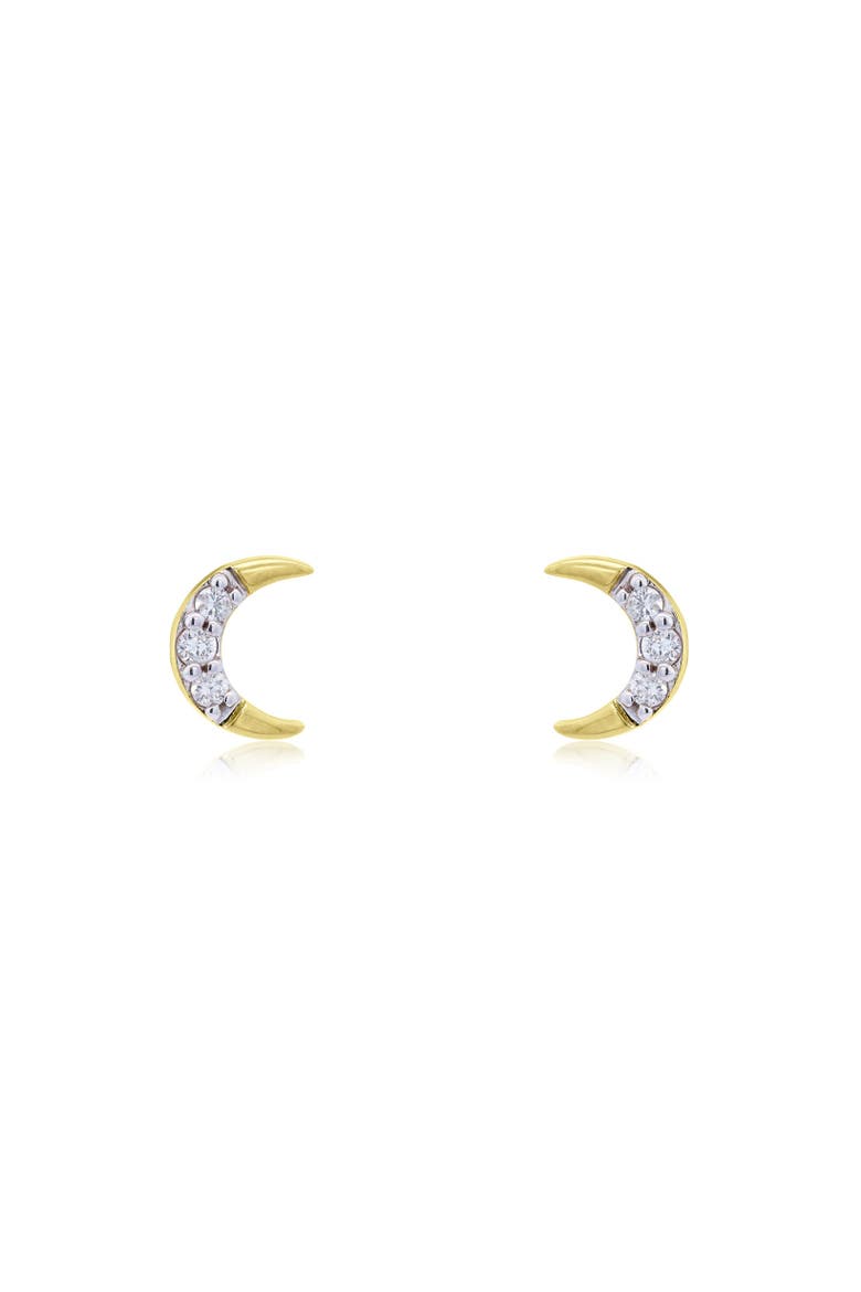 Diamond Crescent Moon Screw Back Stud Earrings, Alternate, color, Yellow Gold